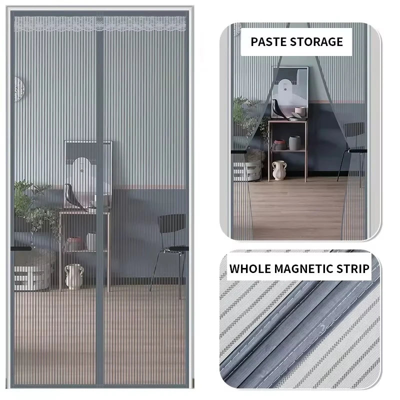 Magic Mesh Magnetic Mosquito Screen Door Net Curtain with Magnets Reinforced Polyester Mesh Dustproof & Insect Proof