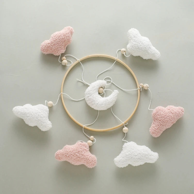 Baby Crib Mobile Rattle Toy 0-12Months Infant Soft Felt mobile Teddy Velvet Bear Bed Bell Hanging Toy Holder Bracket Crib Toy