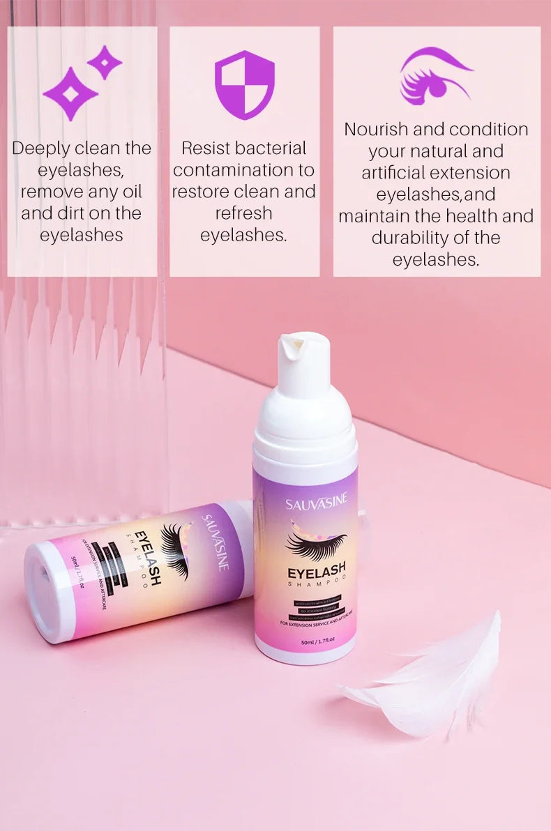 5/10PCS 50ML Eyelash Extension Shampoo Foam Mousse Kit Fast Makeup Glue Removal Foam Set Deeply Cleaning With Brush For Women