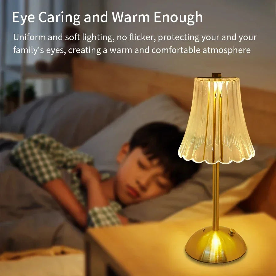 USB Rechargeable LED Table Lamp Touch Sensor Desktop Night Light For Bar Hotel Restaurant Bedroom Atmosphere Room Decor Lighting