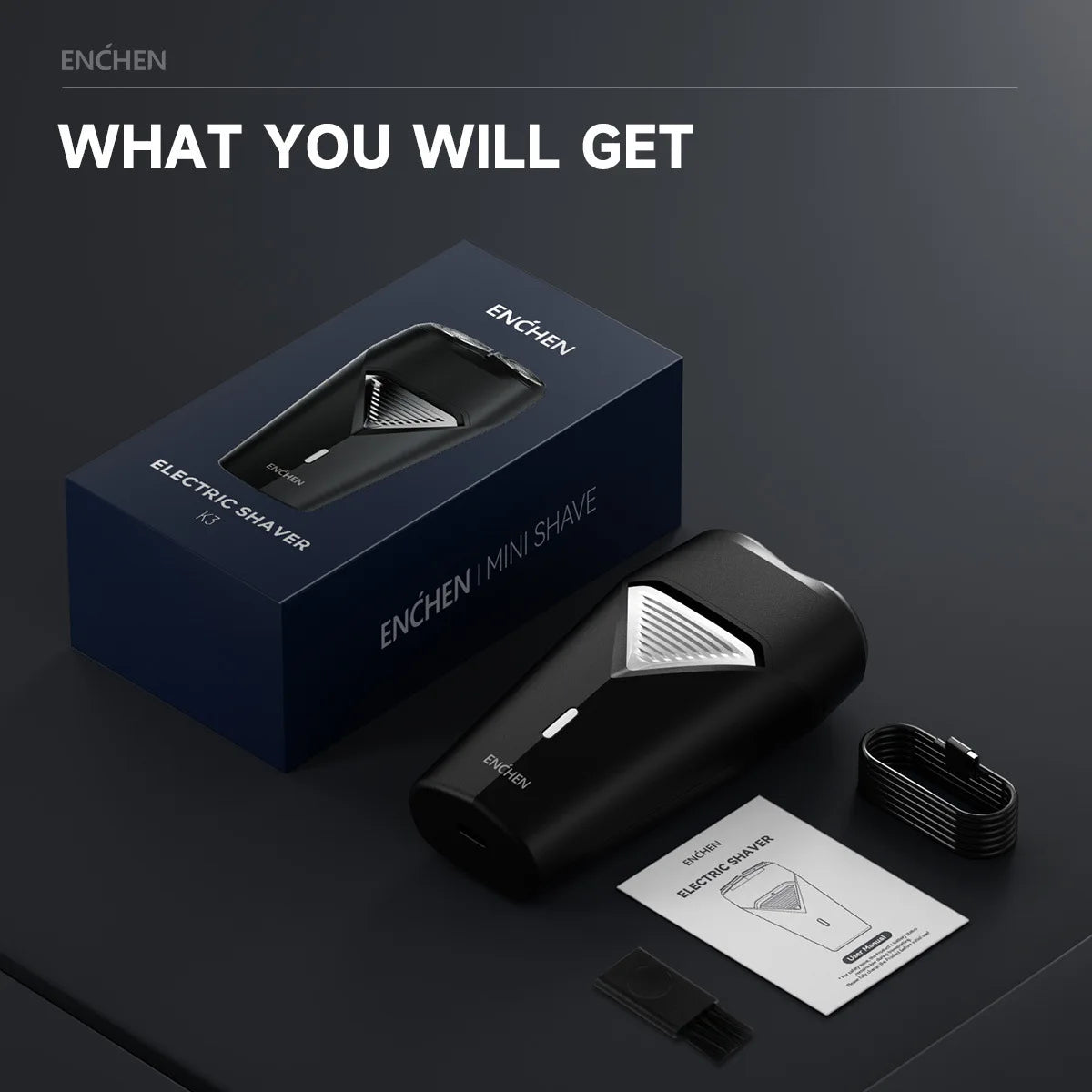 ENCHEN K3 Electric Shaver WIth 2-Direction Flex Heads Type-C Charging Port And Detachable Shaver Head Easy To Clean