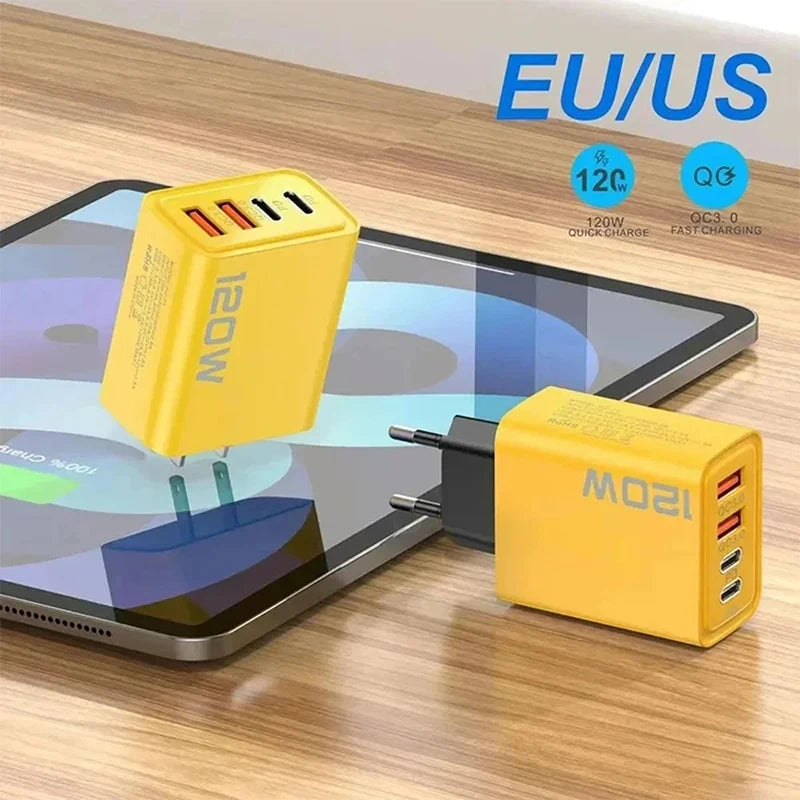 4 Port USB C PD Charger Quick Charge 3.0 Type C USB Phone Charger US EU Plug Wall Travel Fast Charging Adapter For Smart Phone