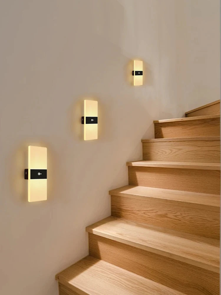 USB Recharge Wall Lamp Touch Motion Sensor Switch Indoor Acrylic Night Lights Bedroom Bedside Wall Sconce Nordic LED Wall Light