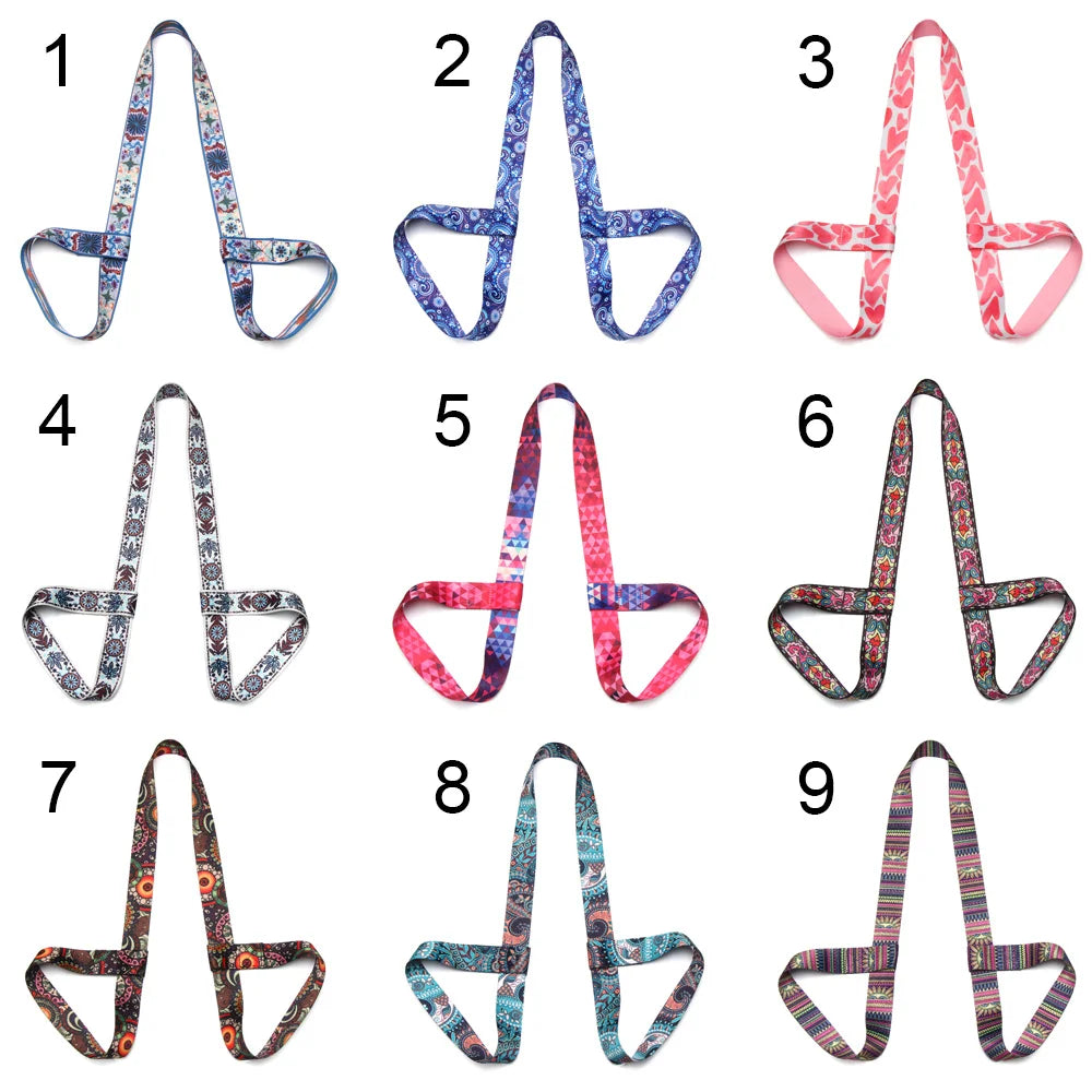 Nylon Colorful Straps Yoga Mat Strap Belt Adjustable Sports Sling Shoulder Carry Strap Belt Exercise Stretch Elastic Yoga Belt