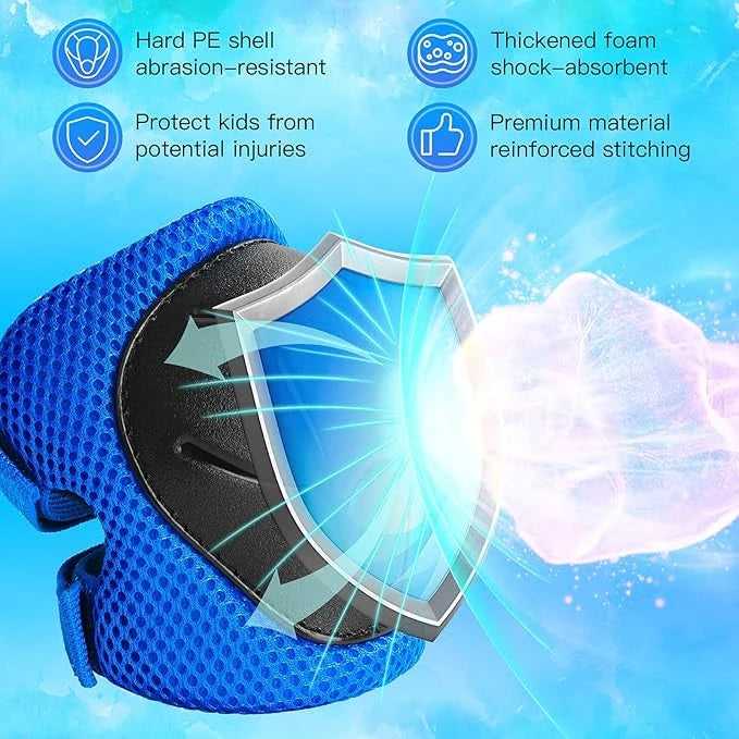 6PCS Kids Protective Gear Set Knee Pads for  3-14 Years Toddler Knee & Elbow Pads with Wrist Guards 3 in 1 for Skating Cycling