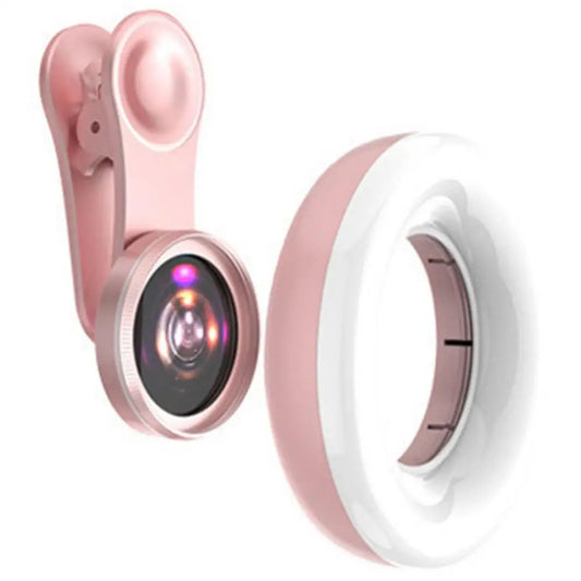 Macro Lens for Mobile 20X Fill Ring Light Selfie Live Lamp Camera Lens with LED Universal Flash Smartphone Portable Light Clip