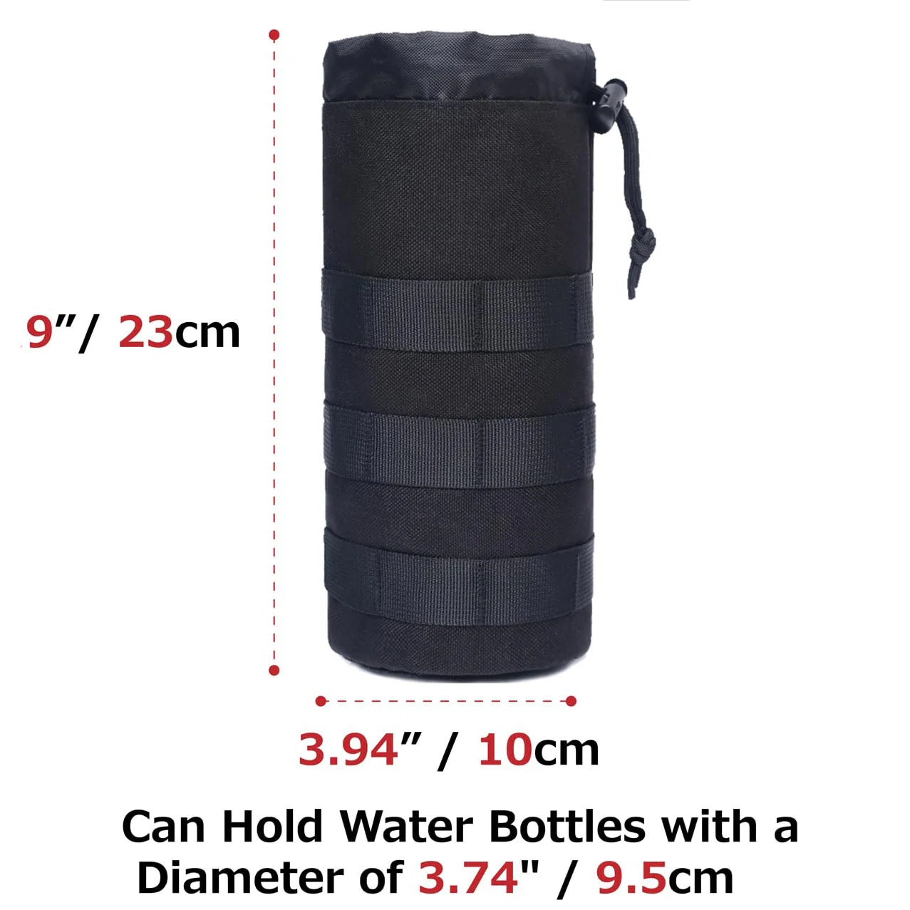 Upgraded Sports Water Bottles Pouch Bag, Tactical Drawstring Molle Water Bottle Holder, Travel Mesh Water Bottle Bag