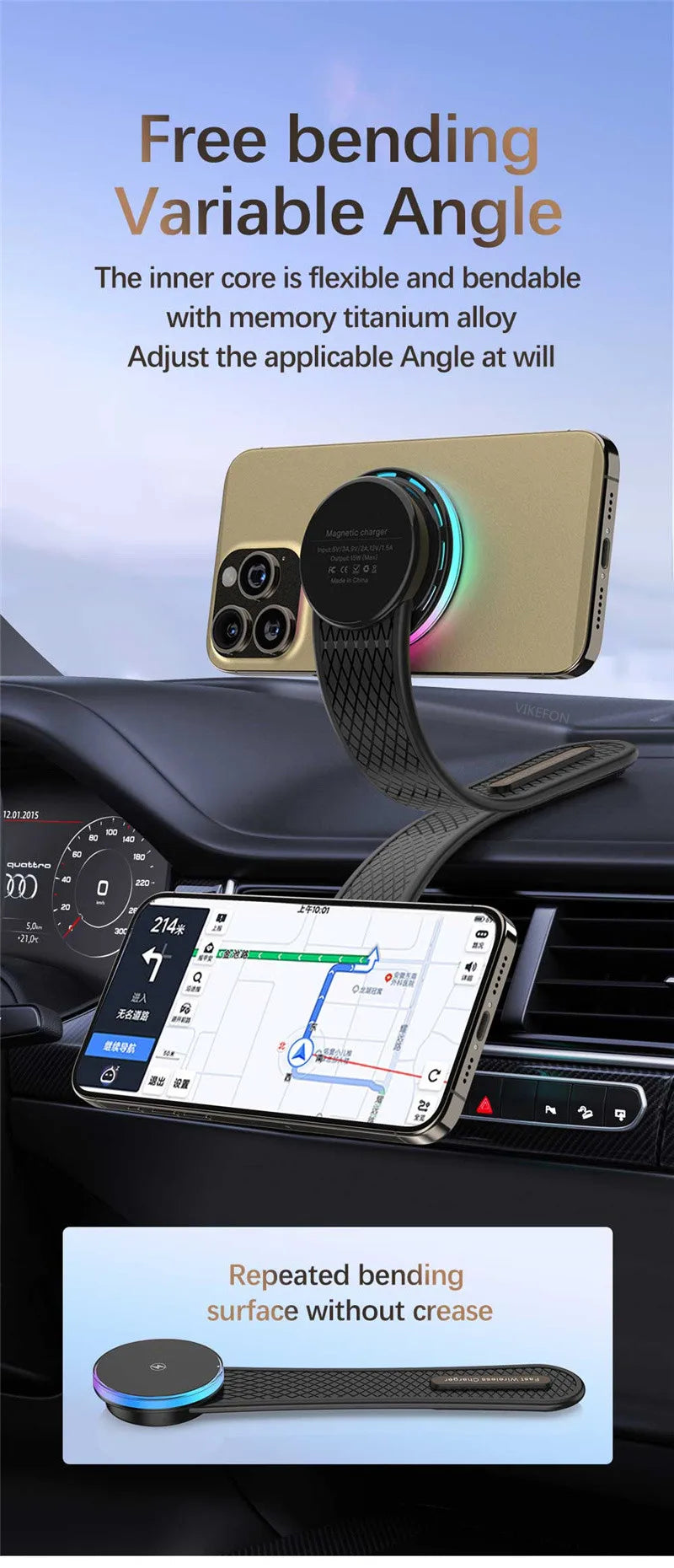 Magnetic Car Wireless Charger Car Phone Holder Mount Dashboard 15W Fast Car Charging for Macsafe iPhone 15 14 13 12 Pro Max Mini
