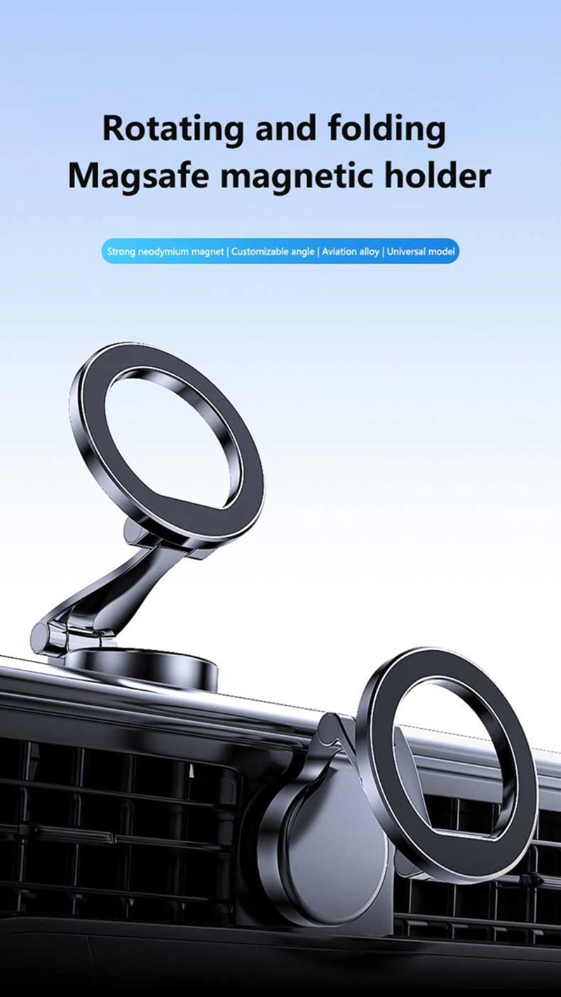 Upgrade MagSafe Car Phone Holder Car Magnetic Phone Stand Strong Magnetic 360°Rotatable Foldable Metal Suction Cup Phone Mount