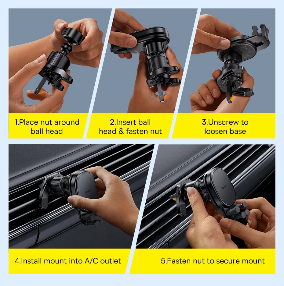 Baseus Car Phone Holder Wireless Charger Car Charger for Air Vent Mount Fast Charging For iPhone 12 13 14 Support Xiaomi Huawei