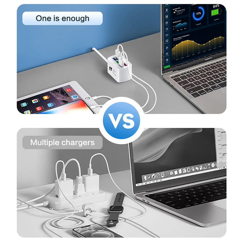 Universal 6 Port USB Charger Power Strip Mobile Phone Charger Wall Adapter Multifunction Electric Socket with 1m Extension Cable