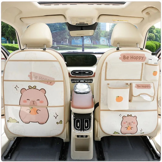 1PC Anti-Child-Kick Pad Car Seat Back Cover Protector for Kids Cartoon Auto Anti Kick Mat Storage Bag Waterproof Anti Kick Pad