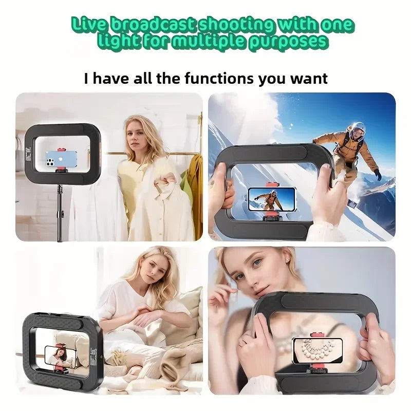 Portable Handheld LED Ring Fill Light USB Rechargeable Selfie Lamp for Phone Camera Makeup Live Broadcast Tiktok YouTube Video