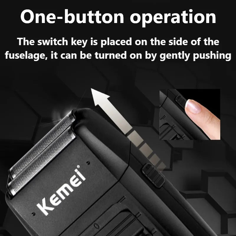 Kemei KM-1102 Rechargeable Cordless Shaver for Men Twin Blade Reciprocating Beard Razor Face Care Multifunction Strong Trimmer