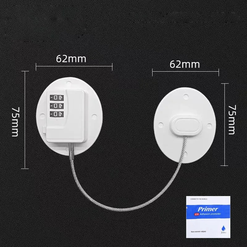 1 Pcs Child Safety Lock Cabinet Fridge Door Lock Stainless Steel Cable Protection Kids Baby Home Window Lock Strong Fix  מנעול