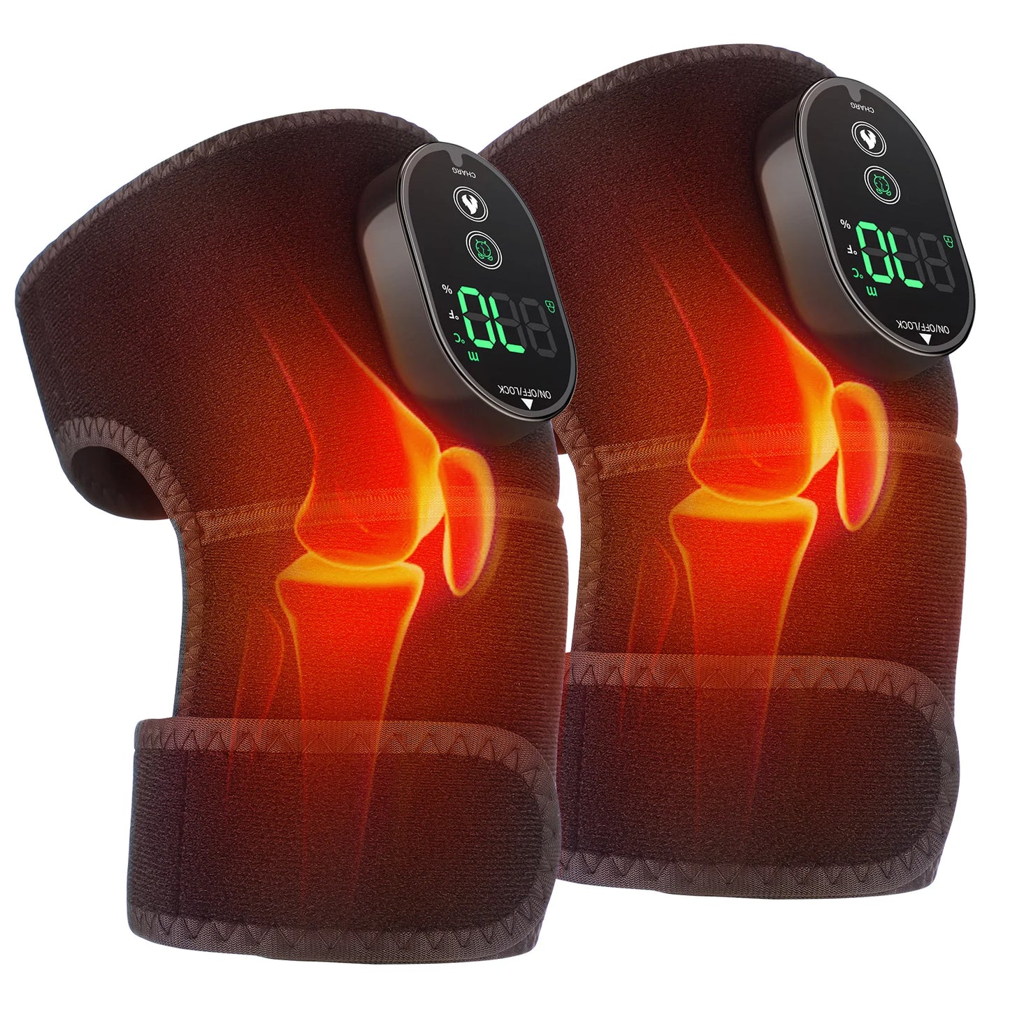 Thermal Knee Massager 3 in 1 Shoulder Knee Elbow Heating Massage Support Brace Rechargeable Vibration Pad Machine Muscle Relax