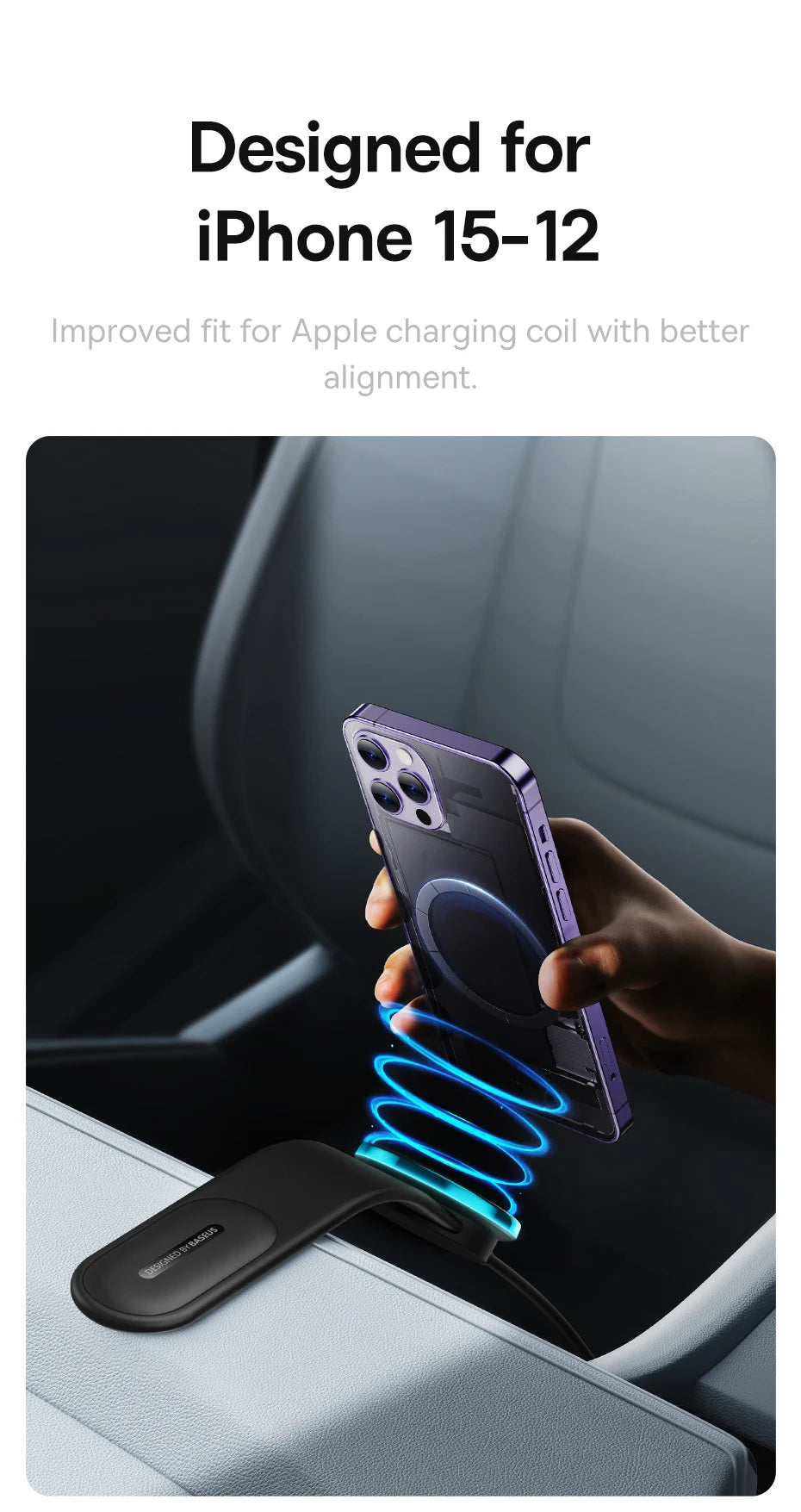 Baseus Magnetic Car Phone Holder 15W Wireless Charger Bendable Car Phone Mount for iPhone 12-17 Stand Dashboard Center Console