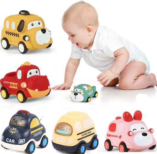 Baby Car Toys Cars Soft Sturdy Pull Back Car Toys Mini Racing Car Kids Educational Toy For Children Boys Girl 1 2 3 4 5 Years