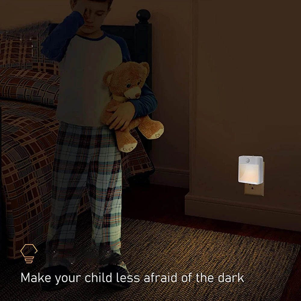 Motion Sensor Night Lights with US EU UK AU Plug Dimmable LED Warm White Ambient Light 2 in 1 Bedroom Living Room Toilet Stairs