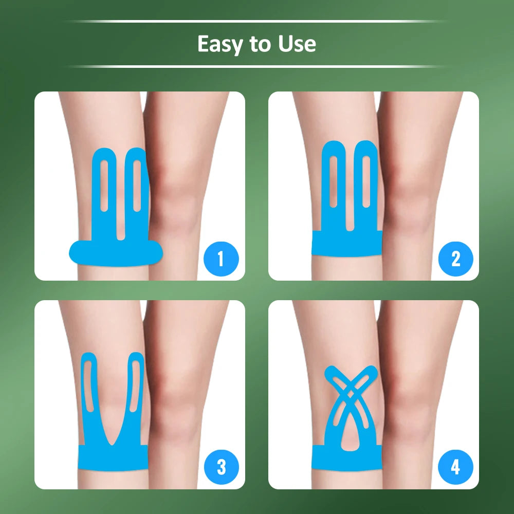 5PCS Elastic Knee Support Tape - Precut Kinesiology Knee Stickers for Stability & Joint Protection, Breathable & Hypoallergenic