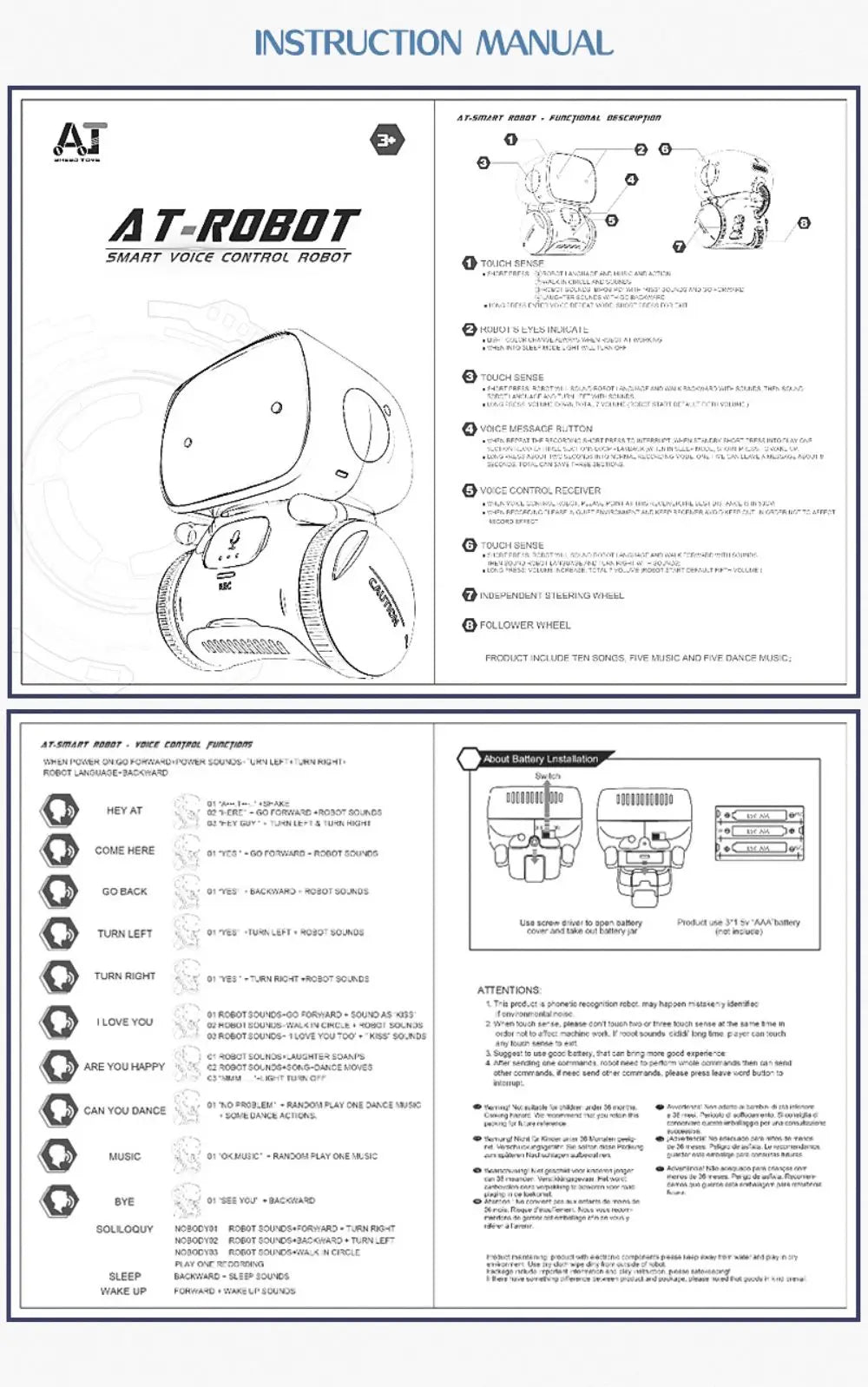 Emo Robot Intelligent Robots Russian & English & Spanish Version Voice & Touch control Toys Interactive Educational Children's G