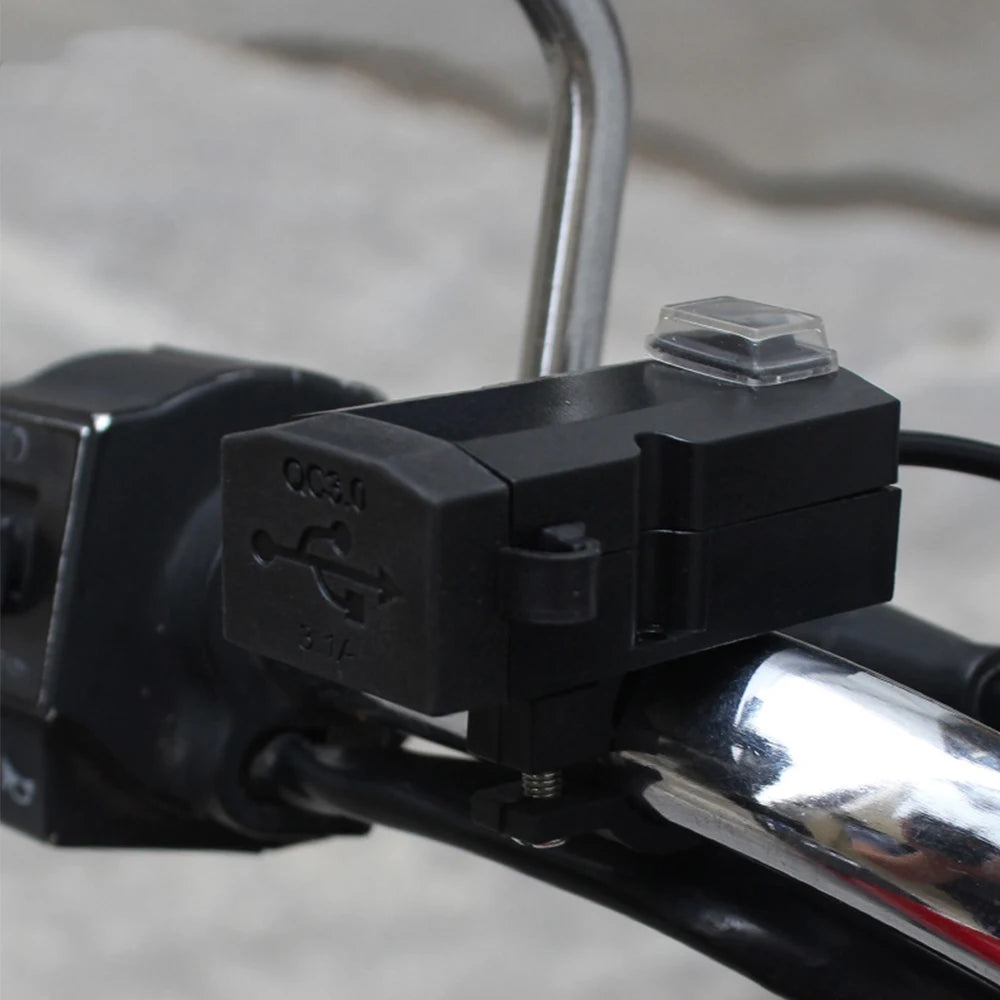 Updated Motorcycle Dual USB Charger with ON/OFF Switch Waterproof Motorbike Handlebar Phone Charger Fast Charging Socket