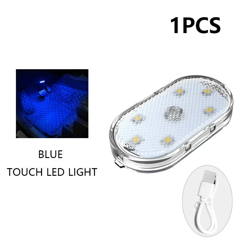 Car LED Touch Lights USB Sensor Rechargeable Reading Light Auto Door Light Roof Ceiling Lamp Car Interior Atmosphere Lamp