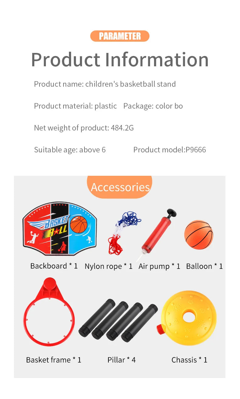Toddler Adjustable Basketball Hoop 52-115CM Stand Rack for Kids Baby Outdoor Indoor Ball Sport Backboard Rim Shoot Children Toy