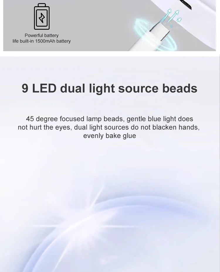 Rechargeable 9 LED UV Desk Lamp 360° Bendable for Nails Gel Polish Quick Dry Portable Manicure Salon  Wireless Nail Dryer Tools