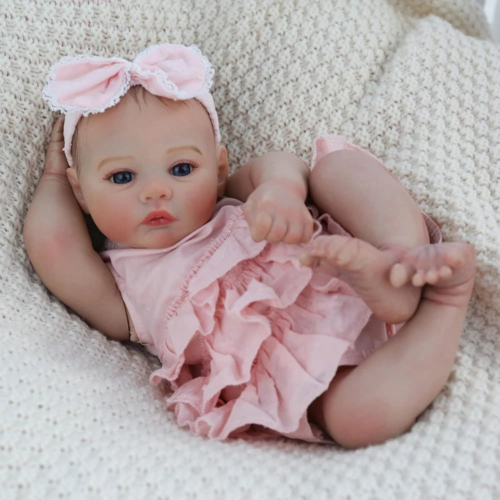 Baby Dolls Like Real Bebe Reborn Silicone Vinyl Full Body 45cm Realistic Newborn Girl Painted Babies Lifelike Doll Toy Gifts