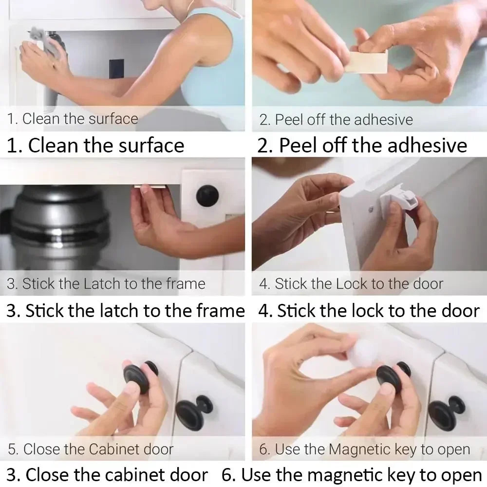 Child Safety Lock with Magnetic Keep Your Kids Safe Children's Lock Ideal Drawer Cabinet Door Safety for Toddler Baby Protection