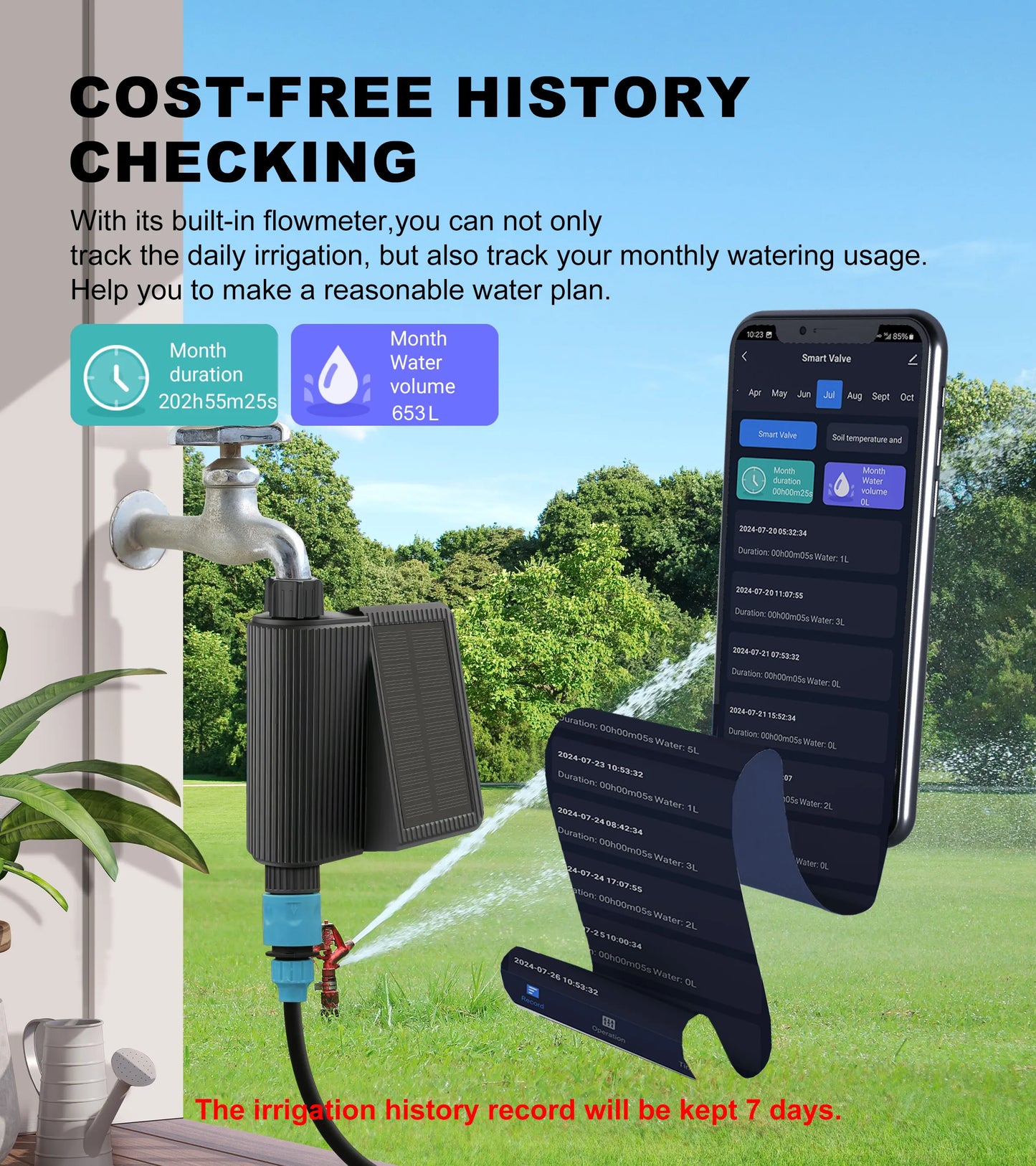 GIRIER Tuya Smart Water Timer Solar Powered Wifi Hose Faucet Timer with Brass Inlet Programmable Sprinkler Timer No Hub Required