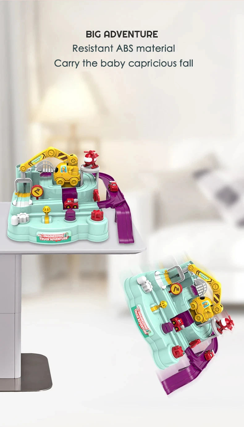 Children educational novelty toys Racing Rail Cars Model inertial gliding track car adventure Mechanical Interactive Toy for kid