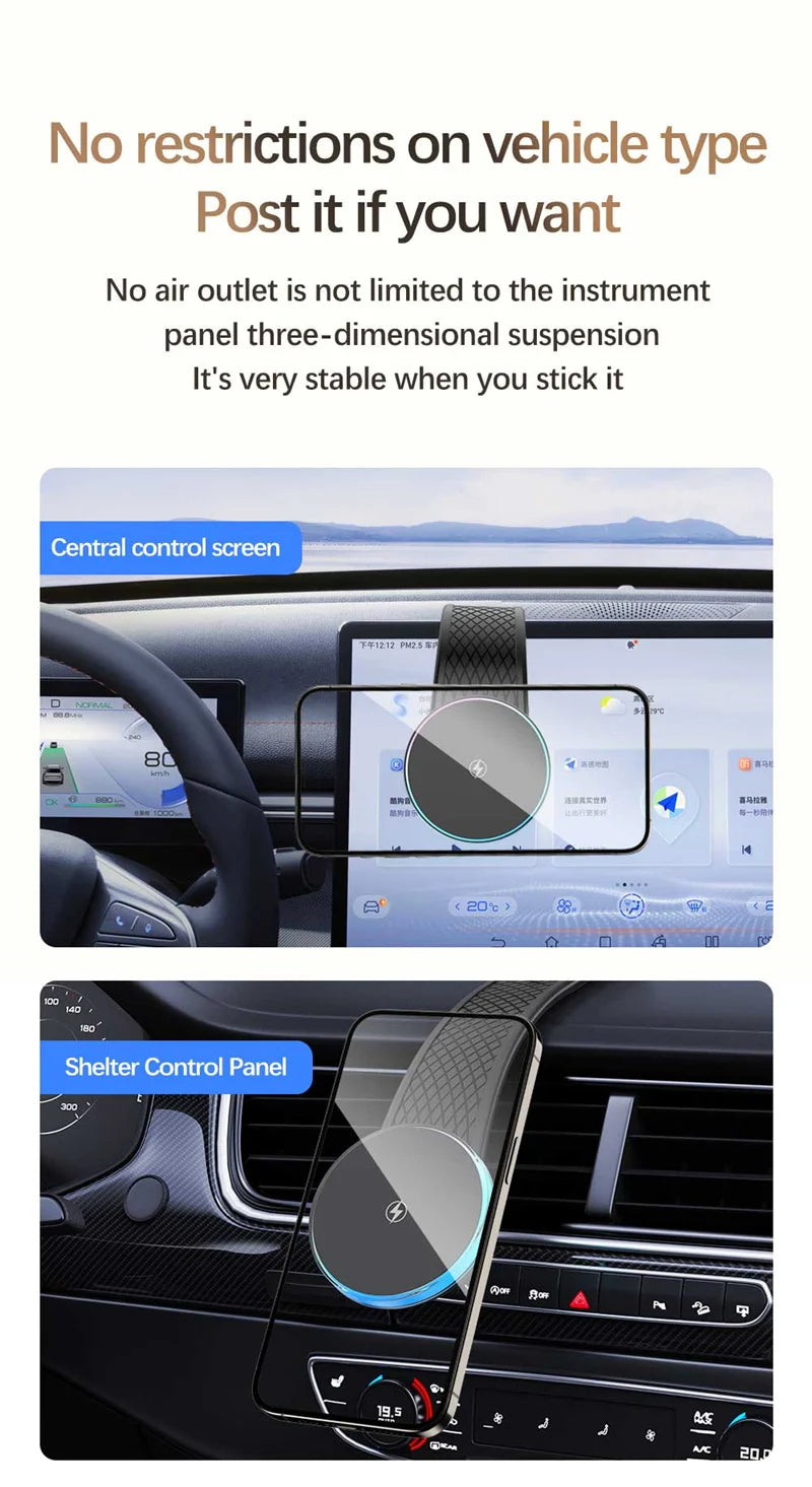 Magnetic Car Wireless Charger Car Phone Holder Mount Dashboard 15W Fast Car Charging for Macsafe iPhone 15 14 13 12 Pro Max Mini