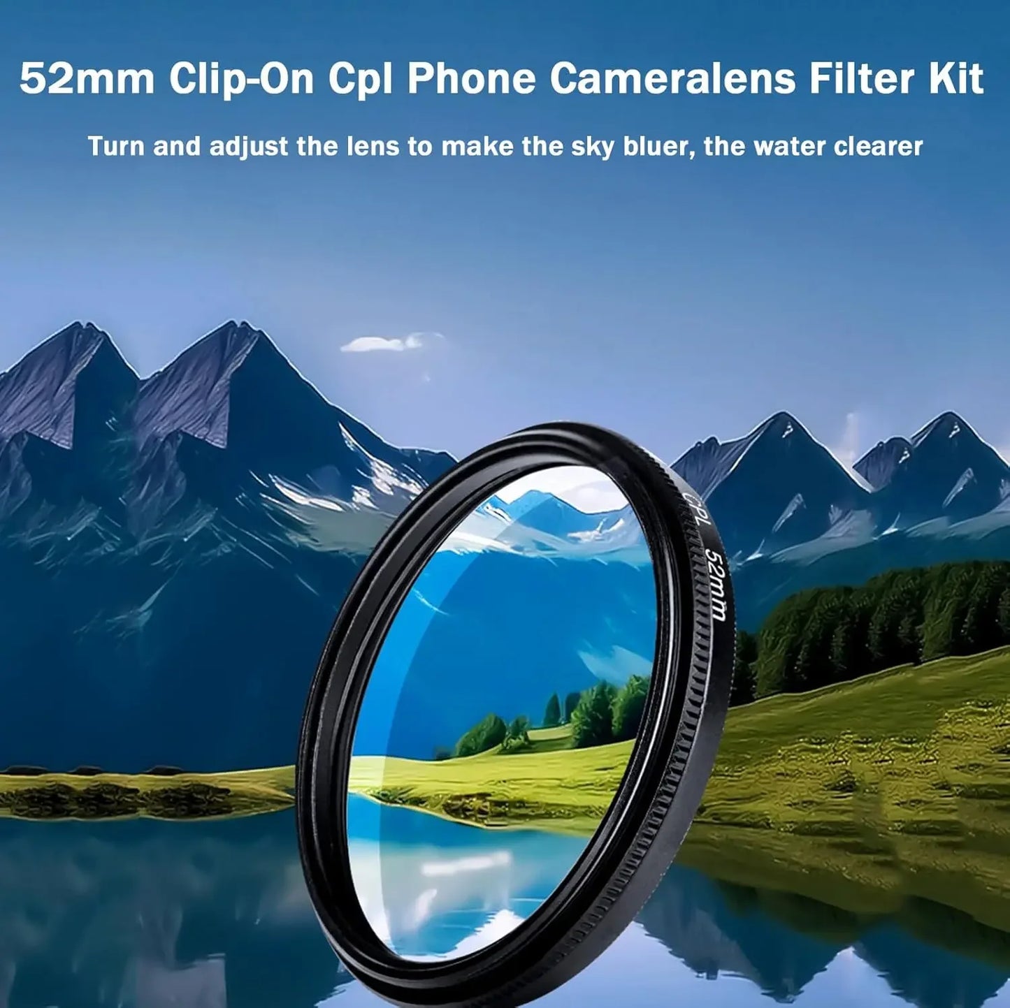 52MM Circular Universal Polarizer Camera Lens Clip Portable CPL Filter Kit Professional Phone Camera Lens For iPhone 16 15 14 13