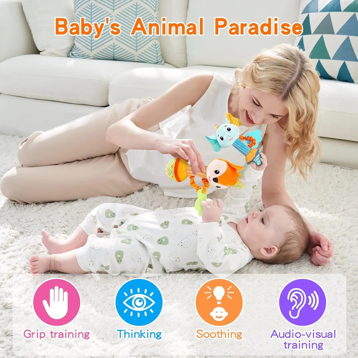 Baby Rattles Soft Hand Grab Sensory Shaker Teething Toys for BabiesSensory Plush Animal Toys for 0 12 Months Newborn Toys Gifts