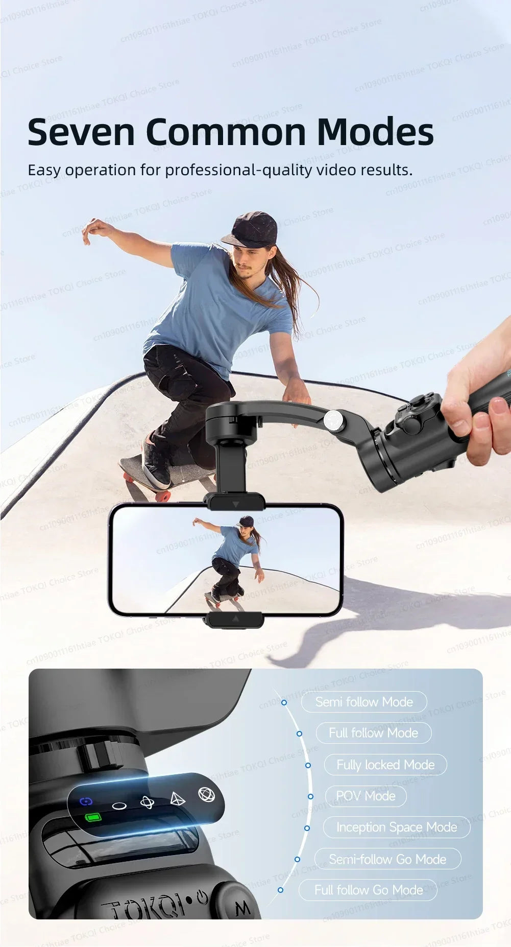 Handheld 3-Axis Gimbal Stabilizer for iPhone & Android, Anti-Shake Phone Holder with Tripod, for Vlogging & Video Recording