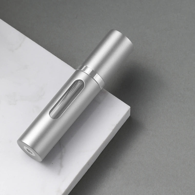 زجاجة عطر صغيرة بغطاء زجاجي سعة 10 مل، غلاف من سبائك الألومنيوم، فوهة نانو رذاذ، تعبئة سفلية، زجاجة رذاذ