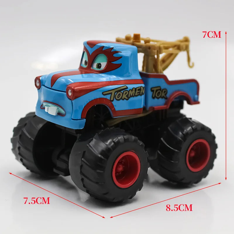 Pixar Cars 2 3 Wrestler Mater And Lightning Mcqueen Racing Series Metal Alloy Vehicle Toys For Kids High Legged Collectible Gift