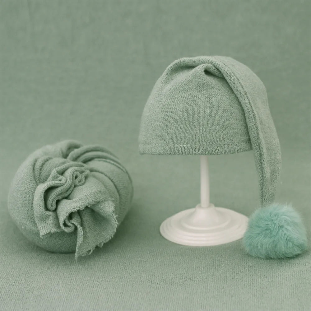 Baby Hat Newborn Photography Props Blanket Wrap Baby Fur Ball Knitted  Beanie Hat Baby Photo Shoot Accessories