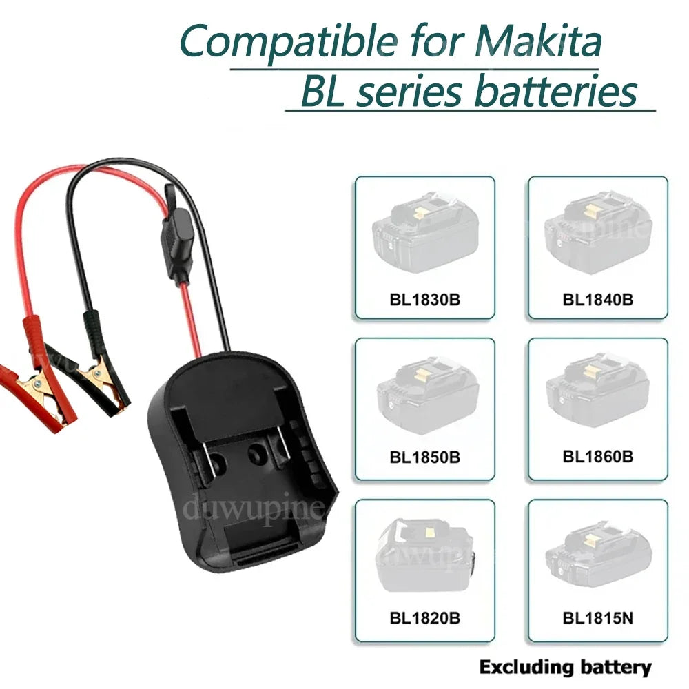 Igniter Jump Starter for Makita DeWalt Milwaukee 18V Battery Car Booster Cable with Fuse Automotive Emergency Power DIY Adapter