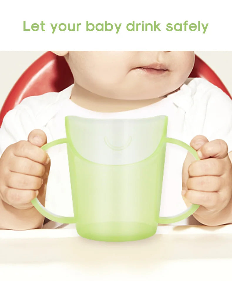 Baby learns to drink water cup, baby drinks water and milk, anti choking and nose protection, slanted mouth cup