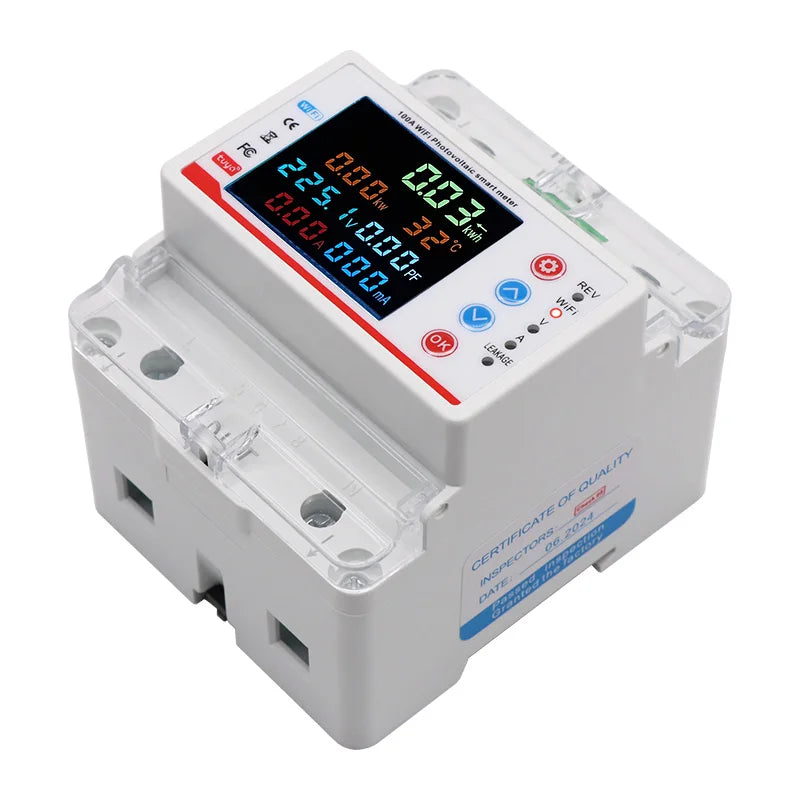 Tuya Smart Life  WiFi Single Phase 100A Energy monitor Two-way Prepaid Meter Auto-reclosing Voltage Current Protector Timer