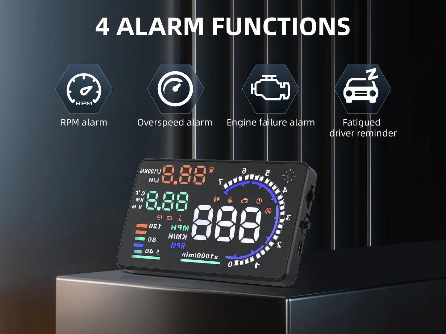AD Digital Car OBD HUD A8 Head Up Display AUTO HUD OBD Reflect Windshield Screen Projector LED Speedometer Water Temp RPM Meter