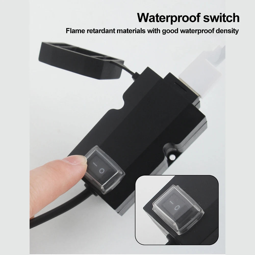 Updated Motorcycle Dual USB Charger with ON/OFF Switch Waterproof Motorbike Handlebar Phone Charger Fast Charging Socket