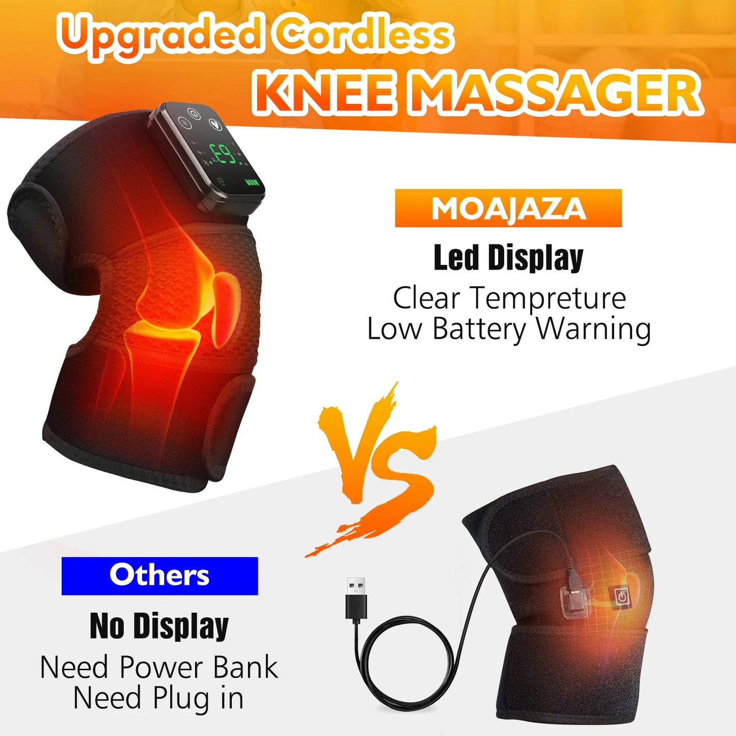 Thermal Knee Massager 3 in 1 Shoulder Knee Elbow Heating Massage Support Brace Rechargeable Vibration Pad Machine Muscle Relax