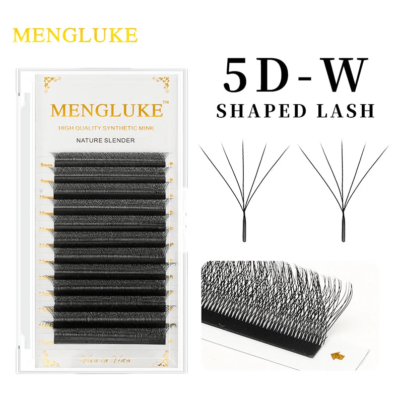 MENGLUKE 5D W Shaped Bloom Automatic Flowering Premade Fans Eyelashes Extensions Natural Soft Light High Idividual Lashes