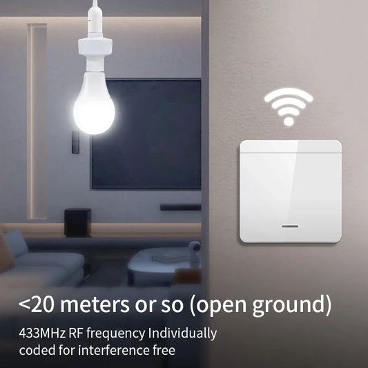 Smart Light Switch with RF 433Mhz Remote Control Led Bulb Holder E27 E26 Base Socket AC 85-265V Wireless Wall Switch 1/2/3 Gang