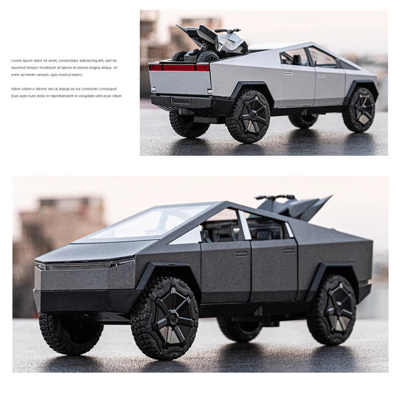 1/32 Cyber toy truck Pickup Alloy Car Truck Model Diecasts Metal Off-road Vehicles Model Simulation Sound Light Kids Toys Gift