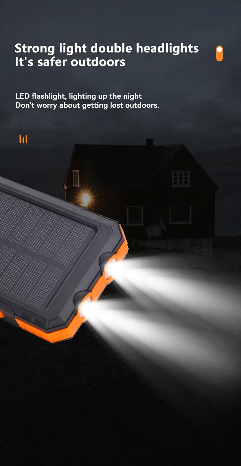 200000mAh Solar Power Bank Portable Large Capacity Charger Compatible with IOS Android USB-A and USB-C Fast Charging